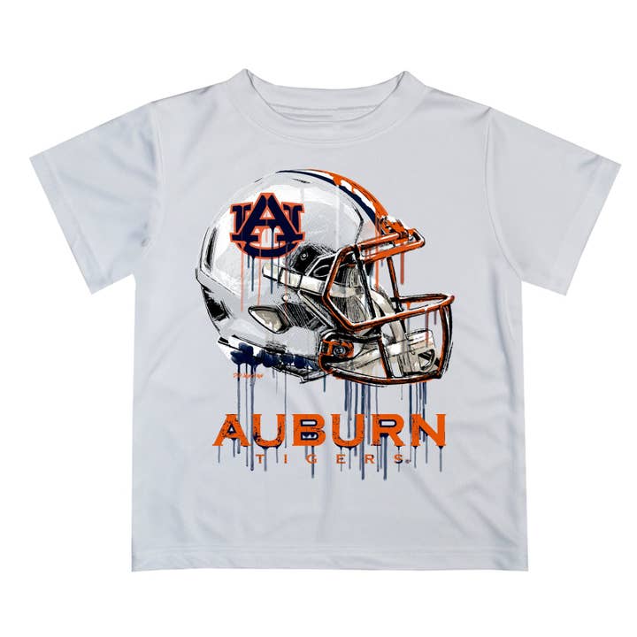 Auburn University Tigers Original Dripping Football Helmet T-Shirt by Vive La Fete for wholesale by Vive La Fete
