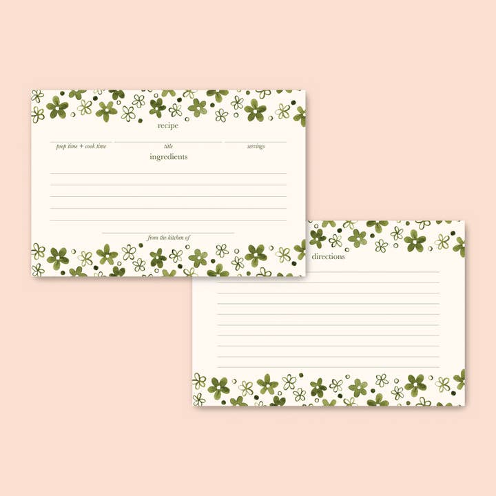 Cartes de recettes de cuisine inspirées de Pyrex Daisy pour la vente par Corrissa Flesher Art & Designs