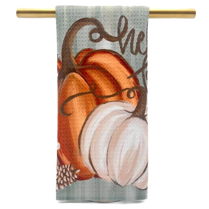 Aqua Græskar Viskestykke - Efterårs Håndklæde for engroshandel hos Rachel Brooks Design, LLC