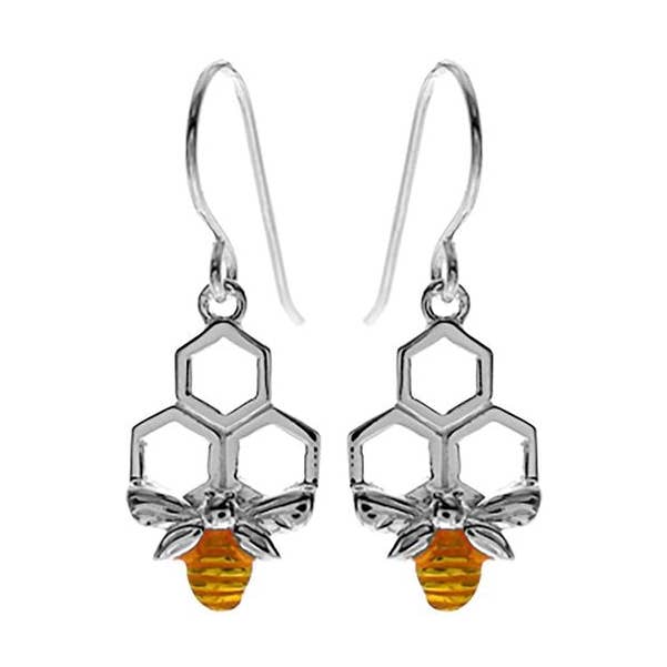 Carla bee & honeycomb earrings for wholesale by Kali Ma Designs - Sterling Silver Jewellery