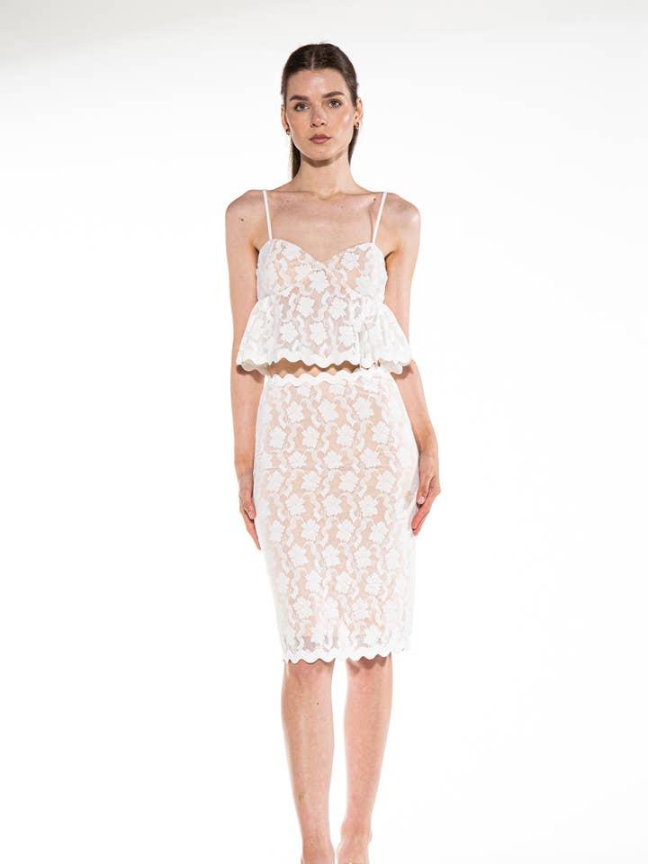 Wien Blonde Peplum To-delt Sæt for engroshandel hos DUSTY ROSE