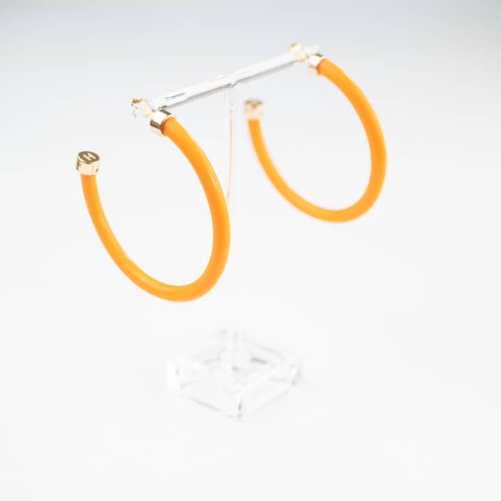 Pendientes de Aro Grandes y Ligeros - Naranja Brillante para venta al por mayor de Hoo Hoops