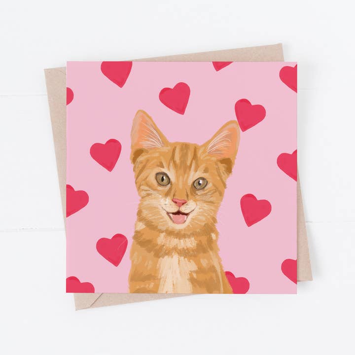 Saint-Valentin des chats, anniversaire de chat, chat roux pour la vente par Richarts Designs