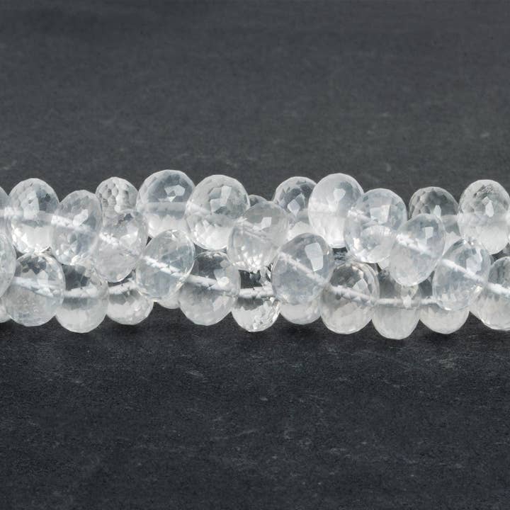 Rondelles facettées en quartz de 8 mm, 14 pouces, 65 perles pour la vente par The Bead Traders