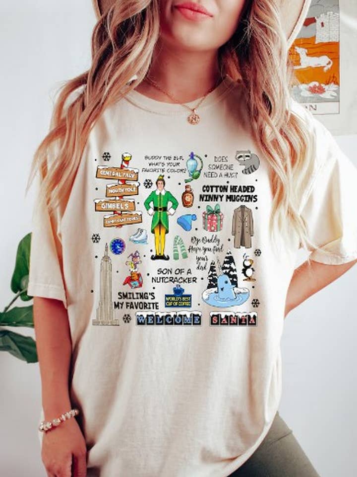 Black Vintage Elf Christmas Movie Shirt, Xmas Classic Movie 90s Te for wholesale on Faire