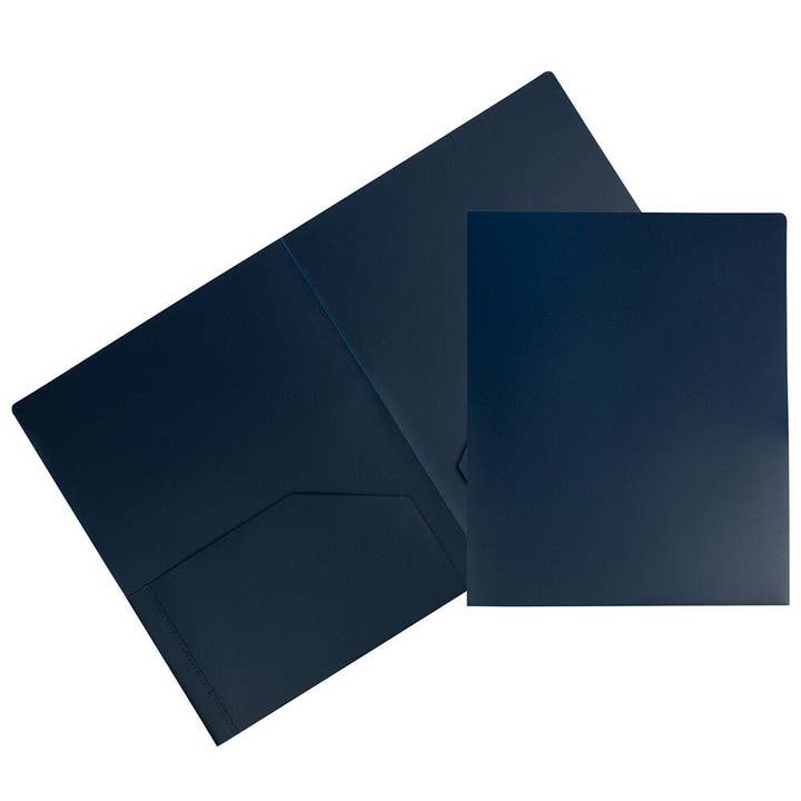 JAM Heavy Duty Plastic 2 Pocket Folders, Navy Blue, 144/BX for wholesale by JAM PAPER