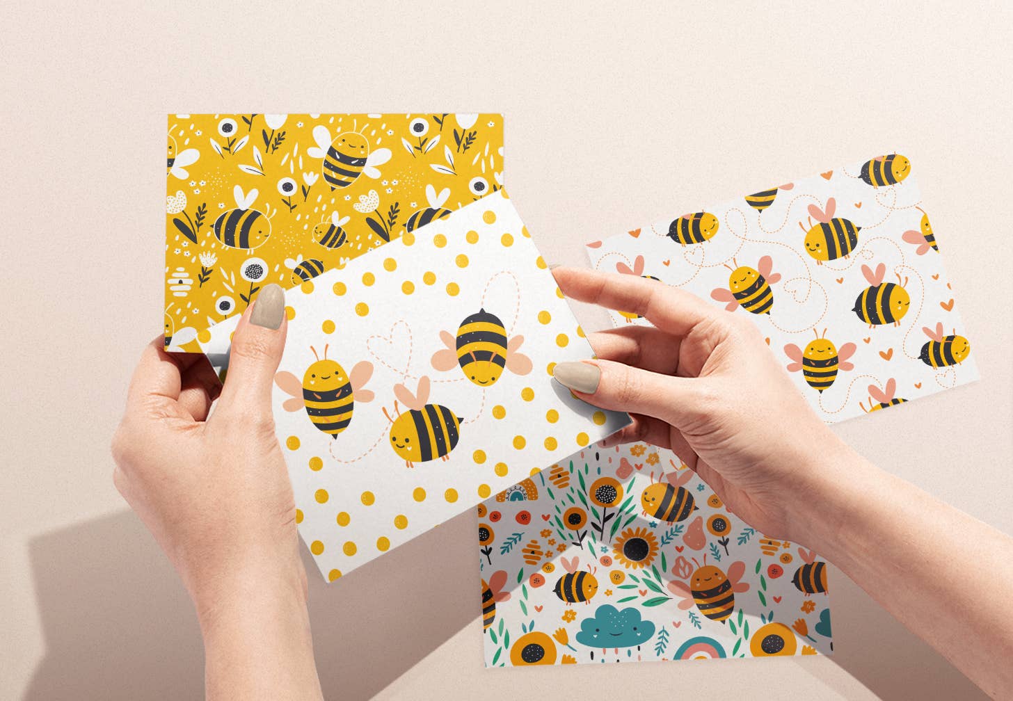 Twigs Paper - Wholesale Stationery/Notecard Set - Bumble Bee Greeting Card Set | Assorted Notecards1