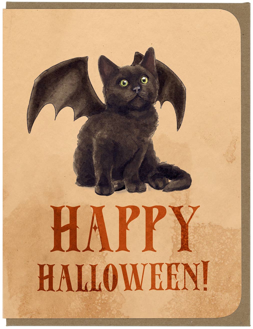 Amy Rose Moore Illustration - Wholesale Halloween Card - Happy Halloween - Bat Kitten - Greeting Card    2