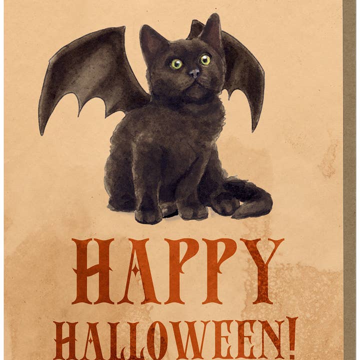 Amy Rose Moore Illustration - Wholesale Halloween Card - Happy Halloween - Bat Kitten - Greeting Card 2