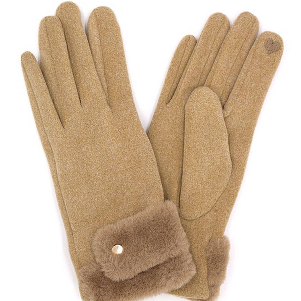 3AM BY H&D ACCESSORIES - Vente Gants – femme - Gants Smart Touch à double manchette en fausse fourrure3