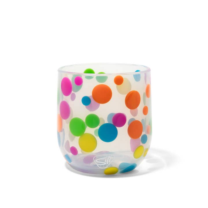 12 oz Silicone Stemless Wine Glass - Mixed Sized Dots (HH) for wholesale by Silipint