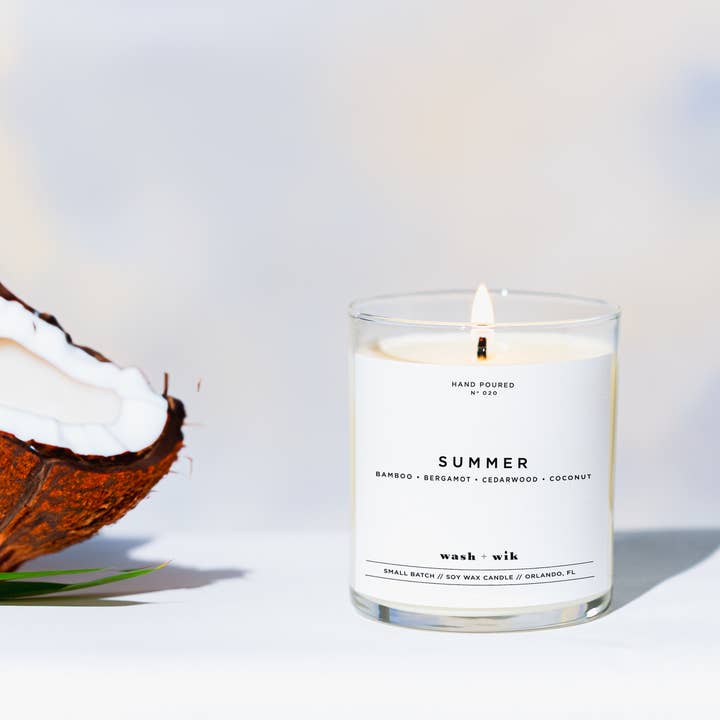 Wash and Wik - Wholesale Jar/Filled Candle - Summer Soy Wax Candle | Tropical Candle | Bamboo - 1 Wick0