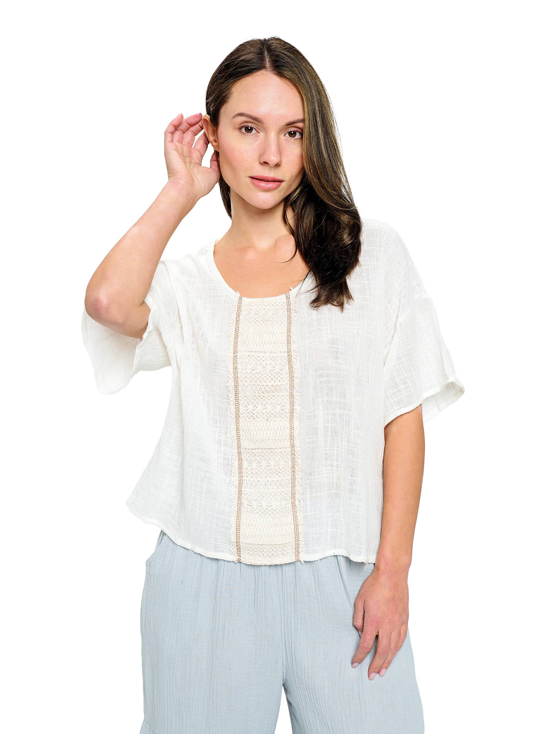 Yak & Yeti - Wholesale Blouse - Women's - SALE Boho Top Loose Fit Lace Detail (Reg. $17)4