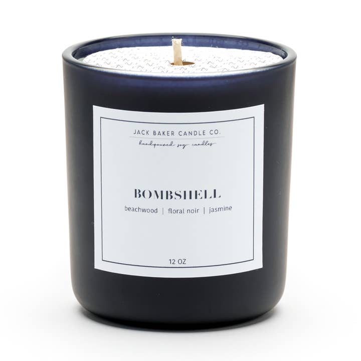 Black Label Collection - Bombshell 12 oz Jar Candle for wholesale by Jack Baker Candle Co