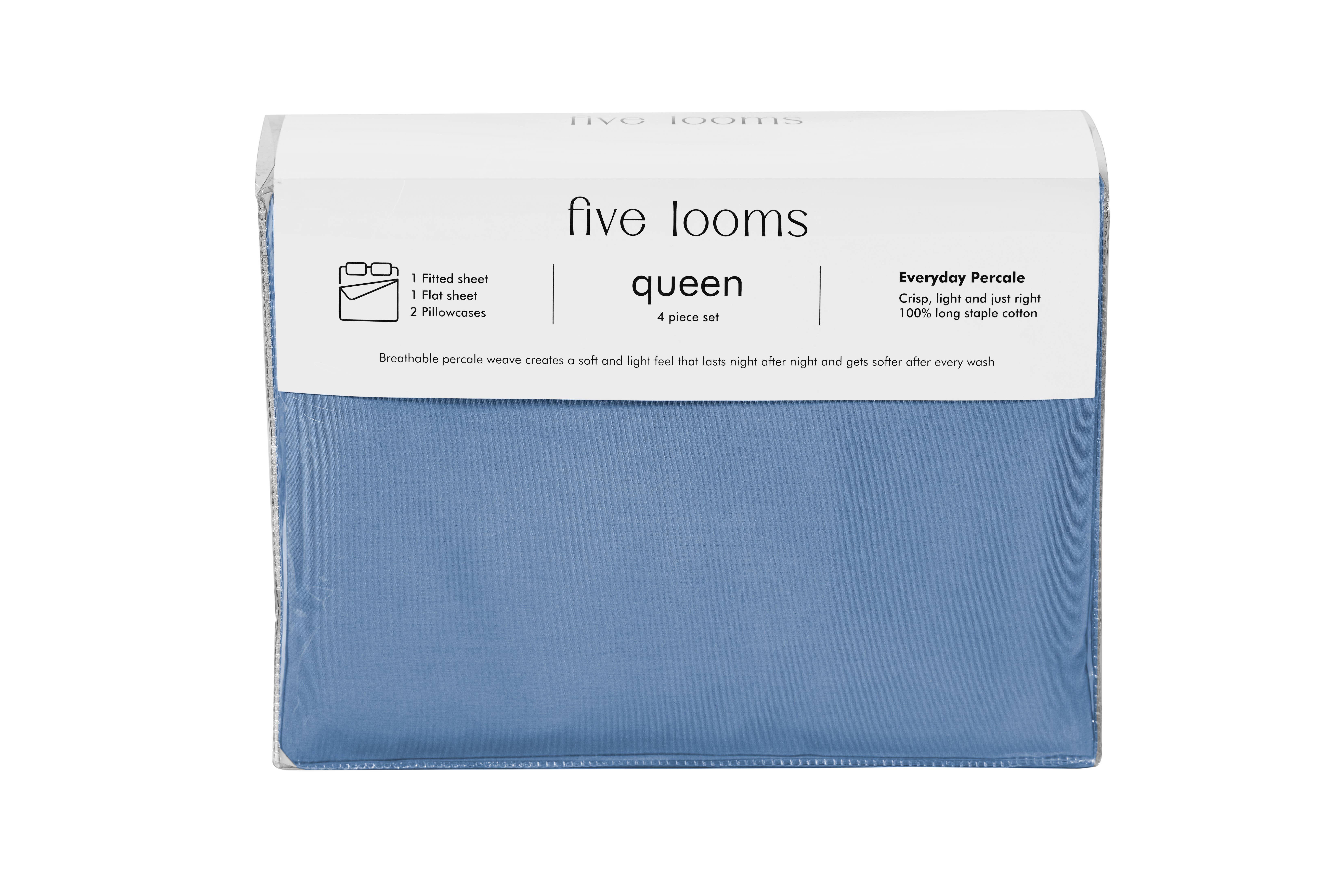 Five Looms - Wholesale Sheet Set - Five Looms Everyday Percale 100% Cotton Bed Sheets Set3