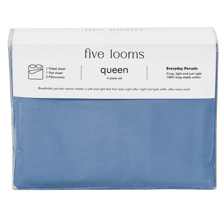 Five Looms - Wholesale Sheet Set - Five Looms Everyday Percale 100% Cotton Bed Sheets Set3