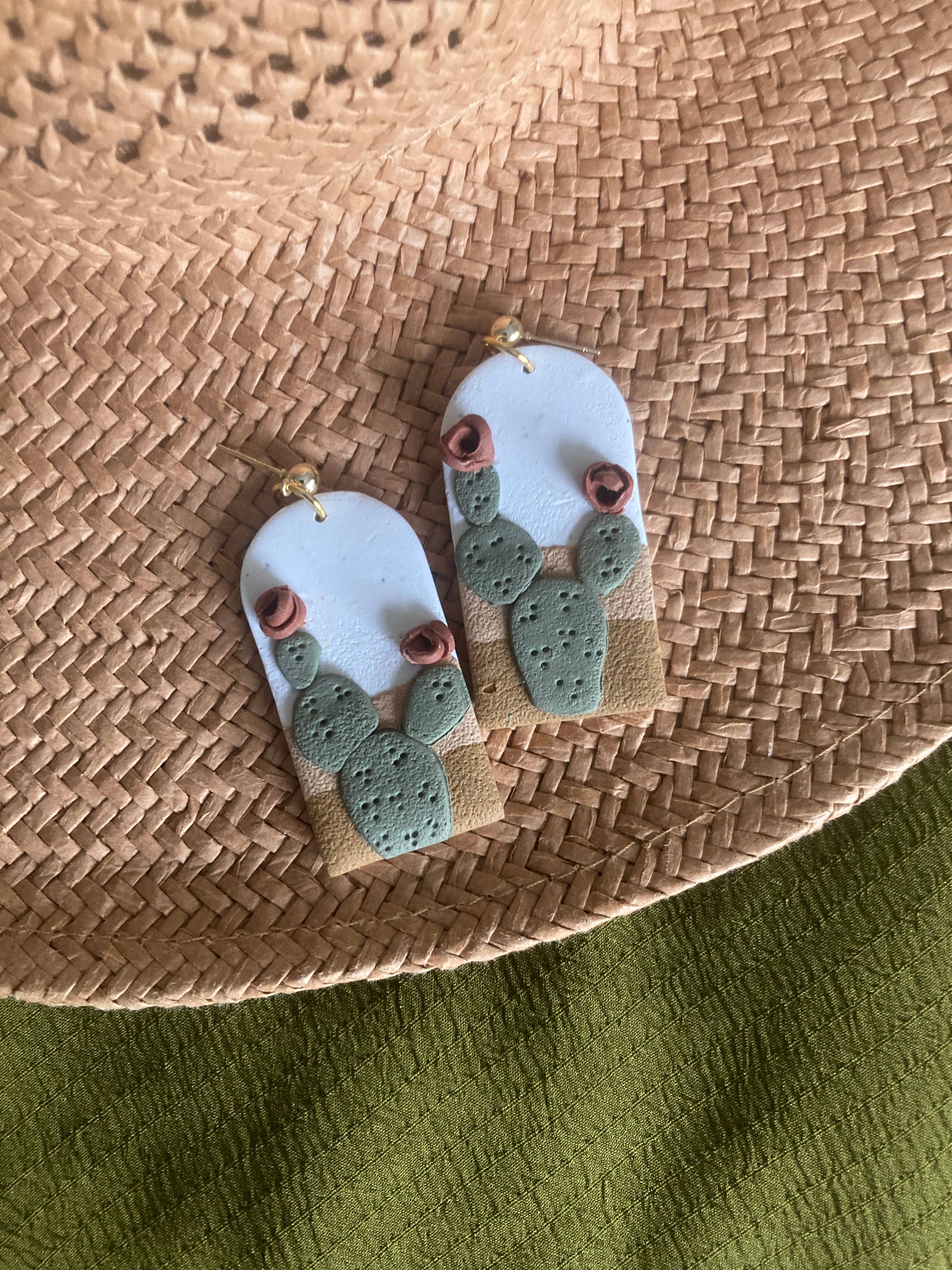 Terra Made - Wholesale Dangle Earrings - Desert cactus clay arch earring2