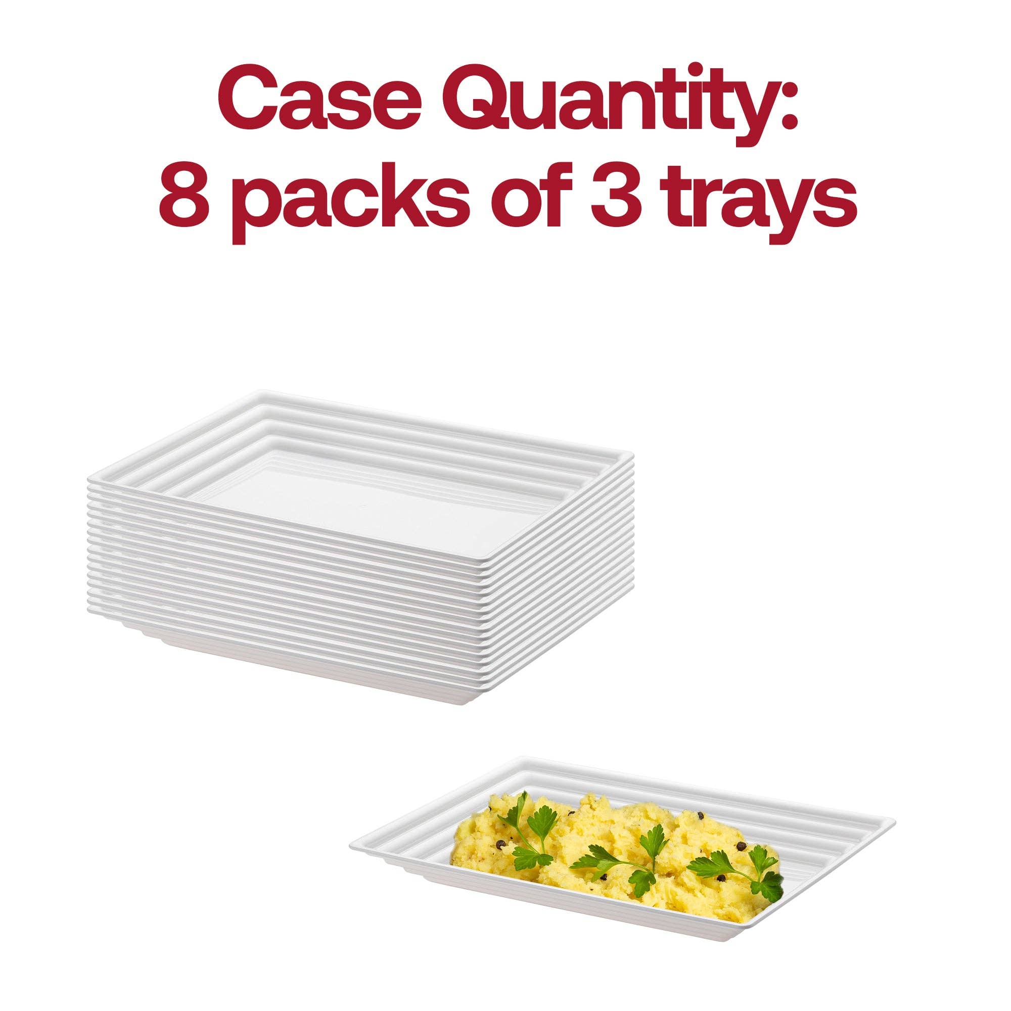 Smarty had a Party - Wholesale Serving Tray - 9" x 13" White with Groove Plastic Serving Trays - 24 pcs3