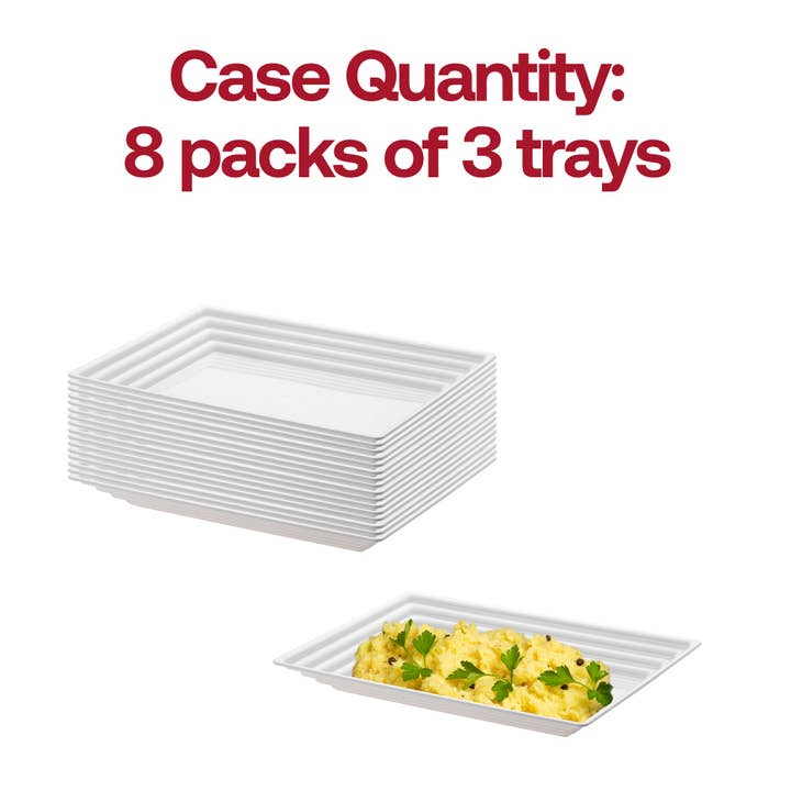 Smarty had a Party - Wholesale Serving Tray - 9" x 13" White with Groove Plastic Serving Trays - 24 pcs3