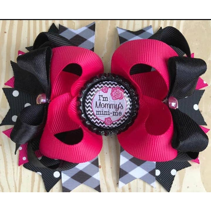 Handmade Mommy's Girl Mommys Mini Me OTT Hair Bow for Girls for wholesale by Annabelles Designs