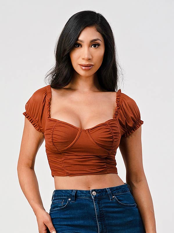 SHERO – wholesale Blouse – Women’s – RUCHED MESH TOP