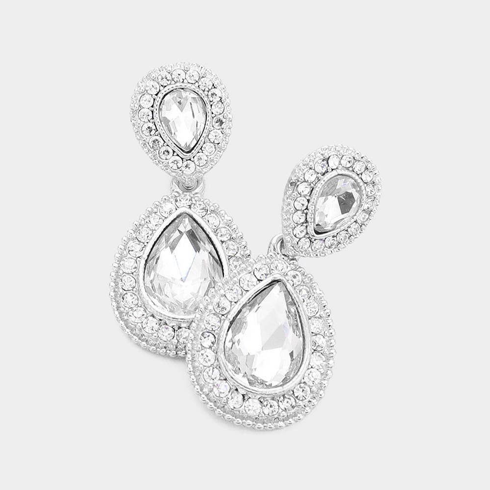 Sensibling Corp. - Wholesale Dangle Earrings - Rhinestone Trim Teardrop Evening Earrings13