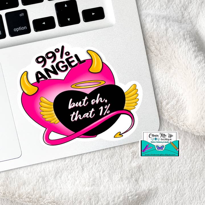 99% Angel Waterproof Sticker for wholesale by Candid Adventures Boutique