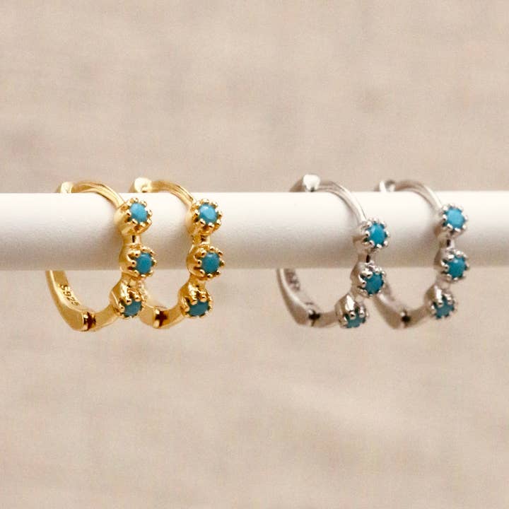 Mini Turquoise Hoops for wholesale by Little Nell Jewellery