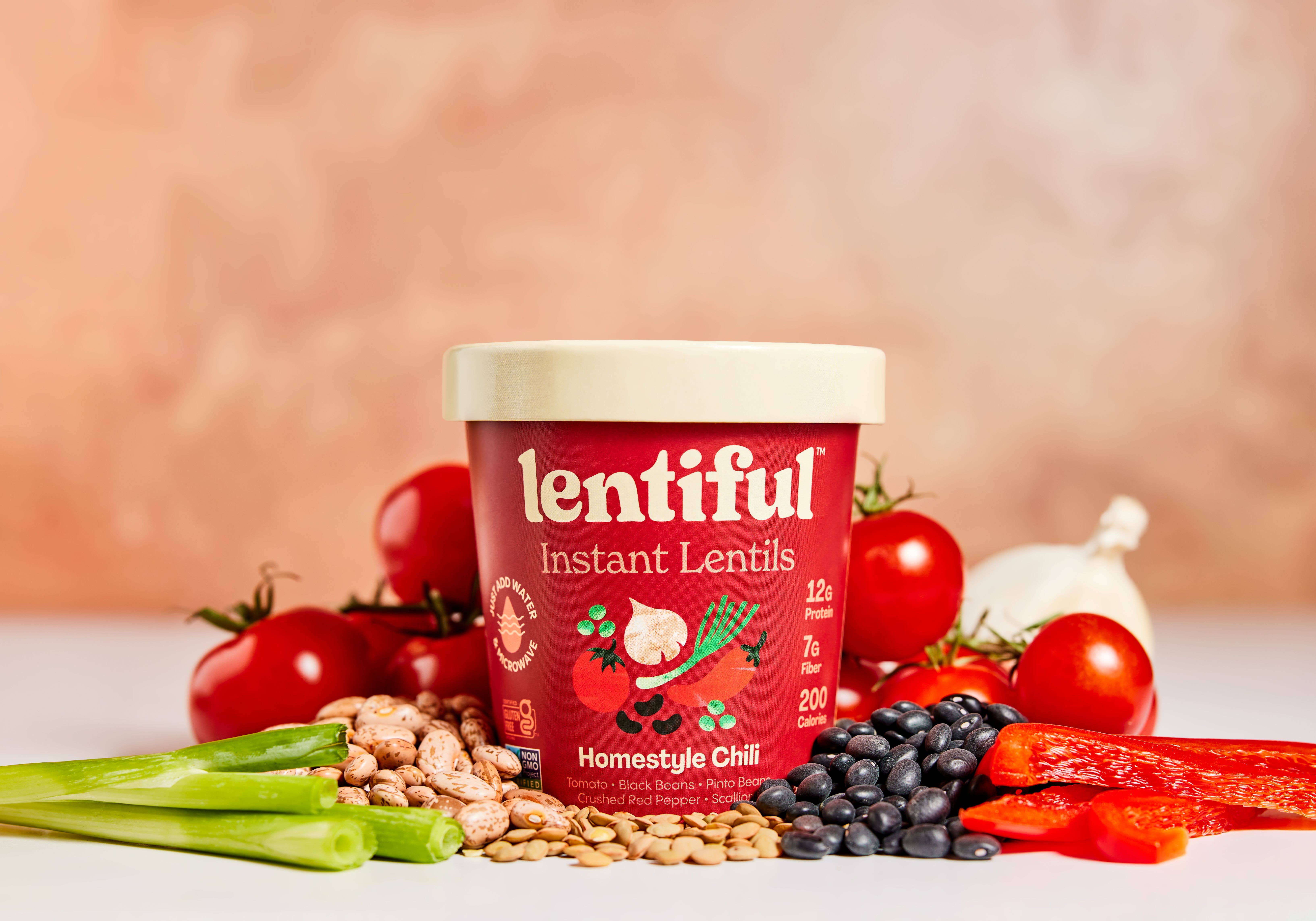 Lentiful - Wholesale Shelf Stable Prepared Meal - Homestyle Chili Instant Lentils 8-Pack
