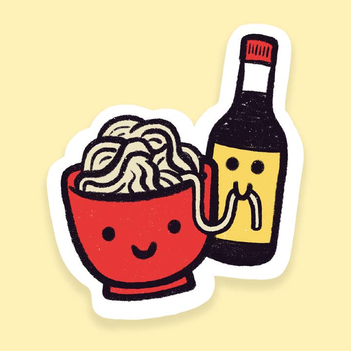 Adesivo in vinile Noodle Friends 6,3 cm per la vendita all'ingrosso da parte di Sticker Season