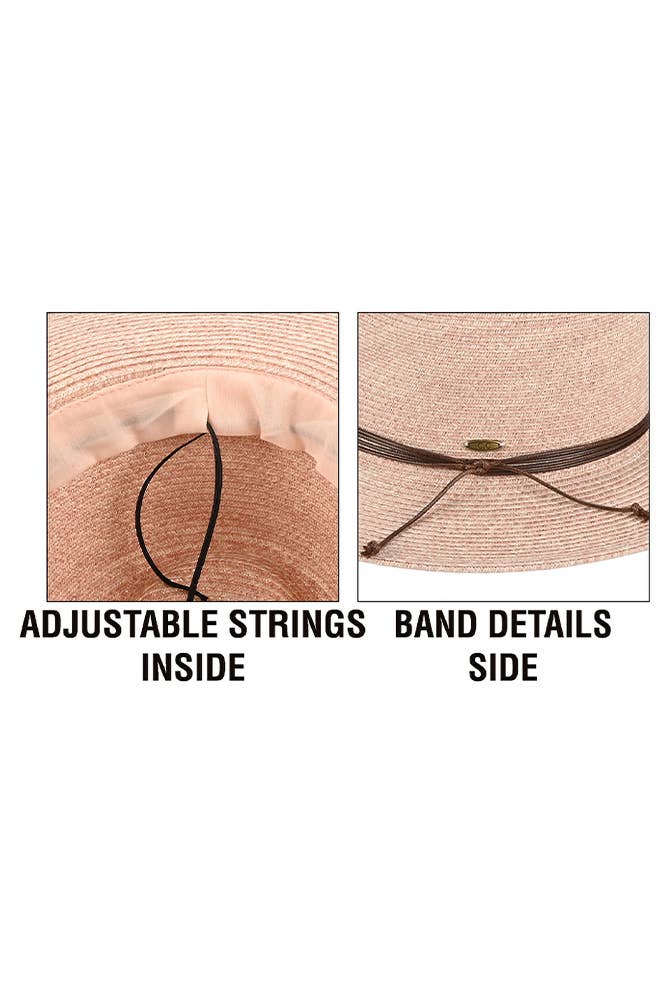 Hana - Wholesale Straw Hat - Women's - C.C String Trim Band Panama Sun Hat8