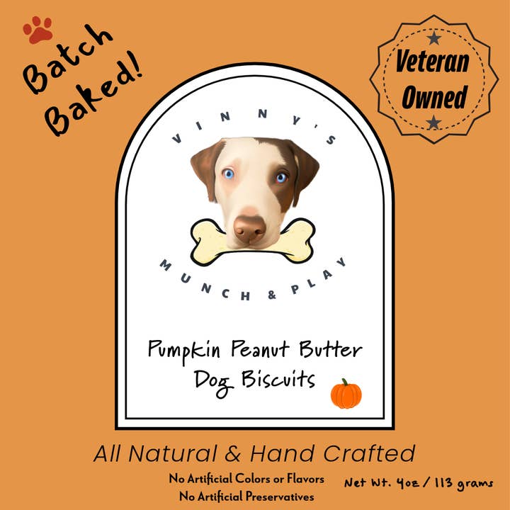 Vinny's Munch & Play - Wholesale Pet Biscuit - Dog - Pumpkin Peanut Butter Dog Biscuit 2