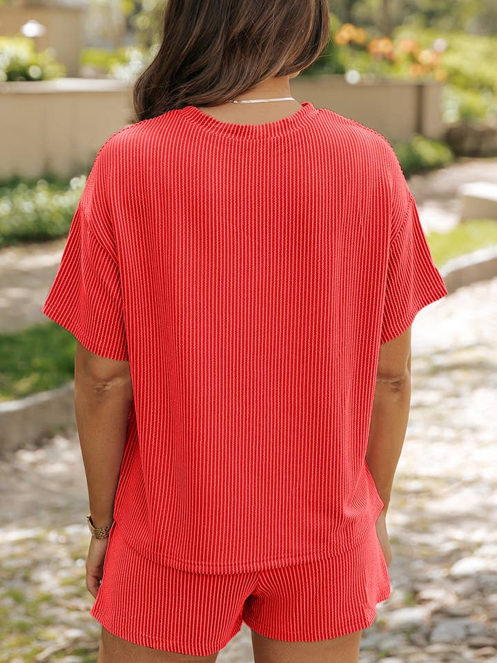Orange Star USA Embroidered Corded T Shirt and Shorts Set for wholesale on Faire