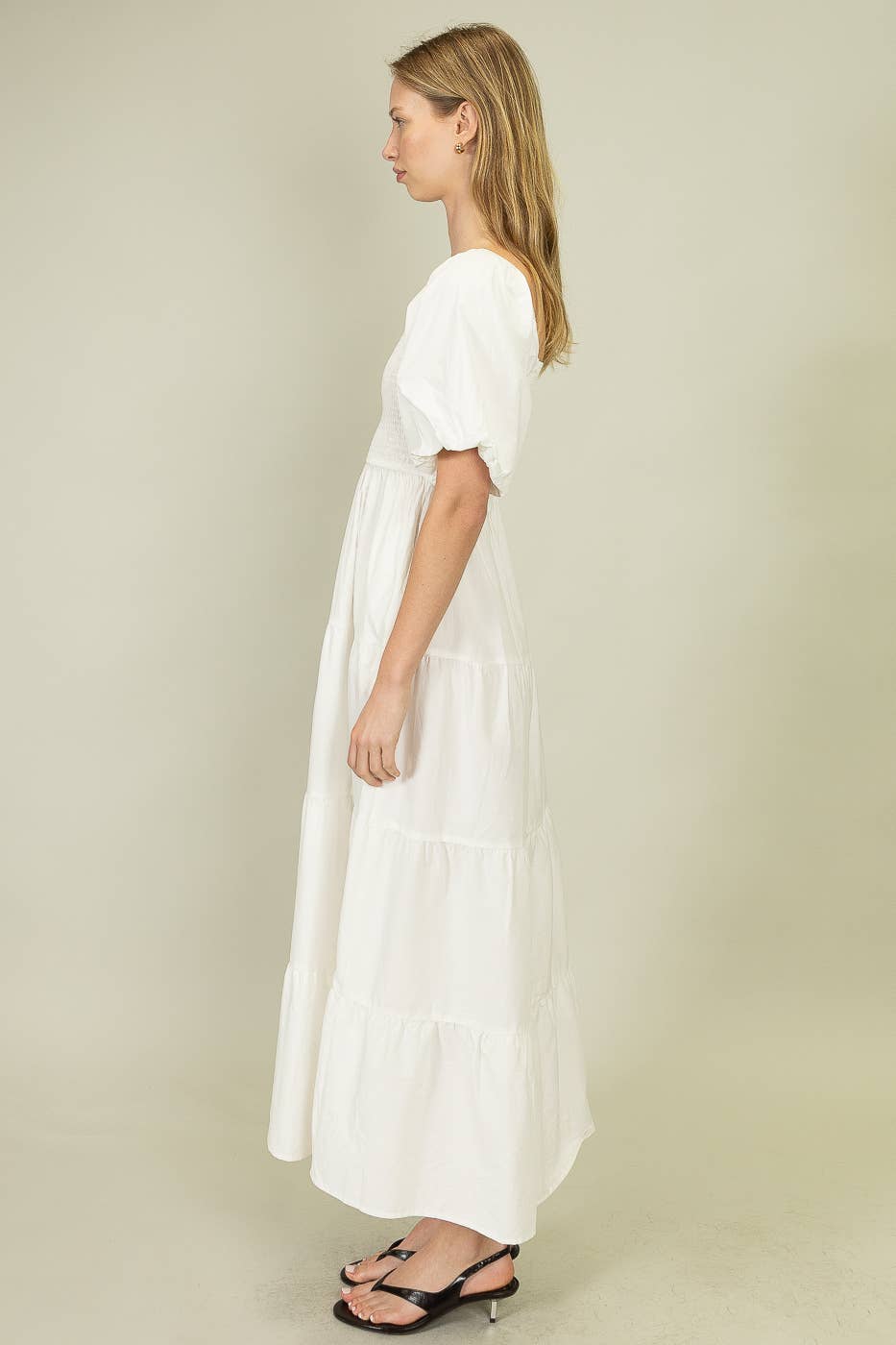 NEIGE Robe maxi à corsage smocké et manches bouffantes en vente sur Faire4