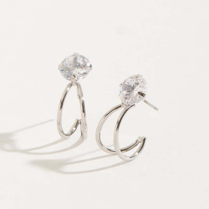 Howard's - Wholesale Hoop Earrings - Cubic Zirconia Double Hoop Dazzlers Stud Earrings