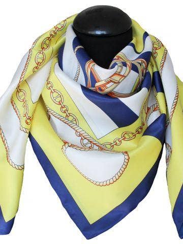 Echarpe 100 % soie 12 mm Dis 62584 Var 2 Jaune Bleu pour la vente par tessago