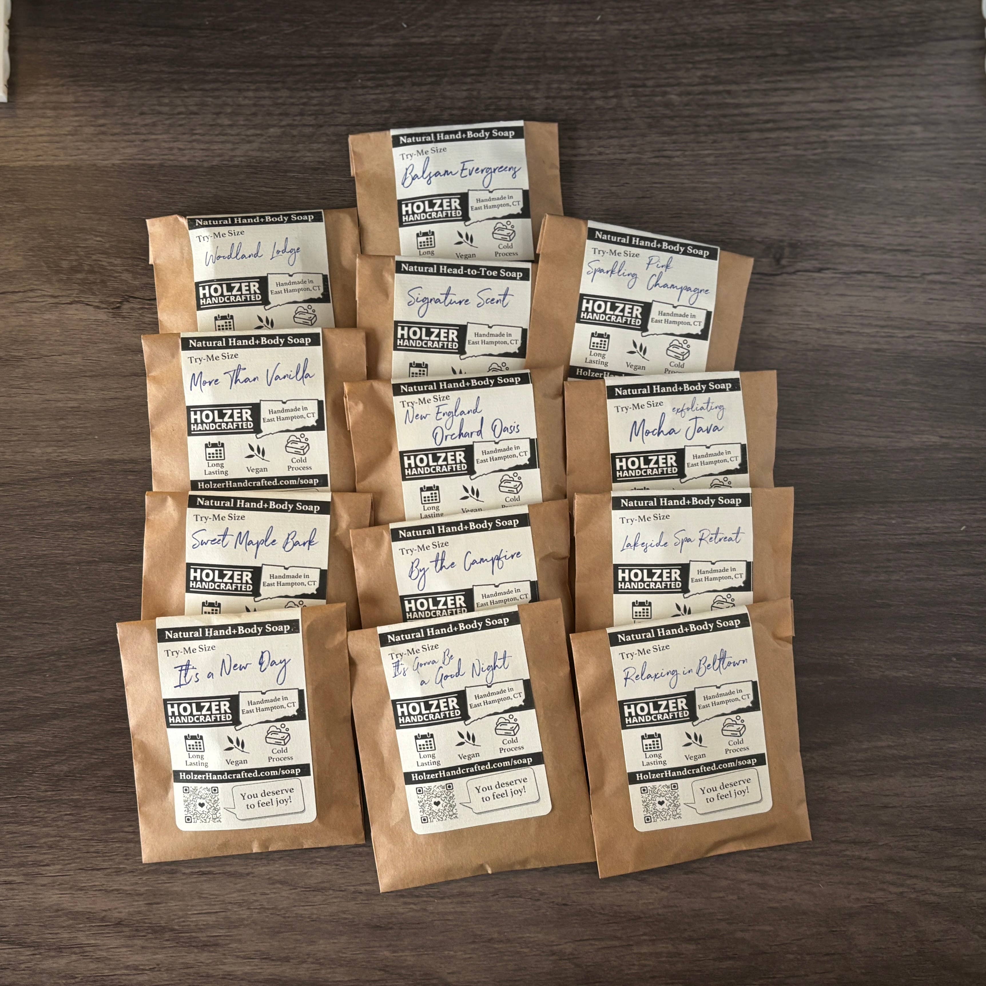 Holzer Handcrafted ® - Wholesale Bar Soap - Soap Bar Sampler Pack | Try-Me Size Soap Bars | Handmade Natural Cold Process Soap | Vegan Soap