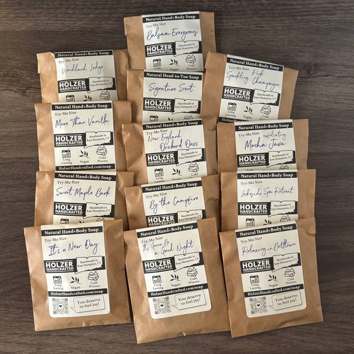 Holzer Handcrafted ® - Wholesale Bar Soap - Soap Bar Sampler Pack | Try-Me Size Soap Bars | Handmade Natural Cold Process Soap | Vegan Soap0