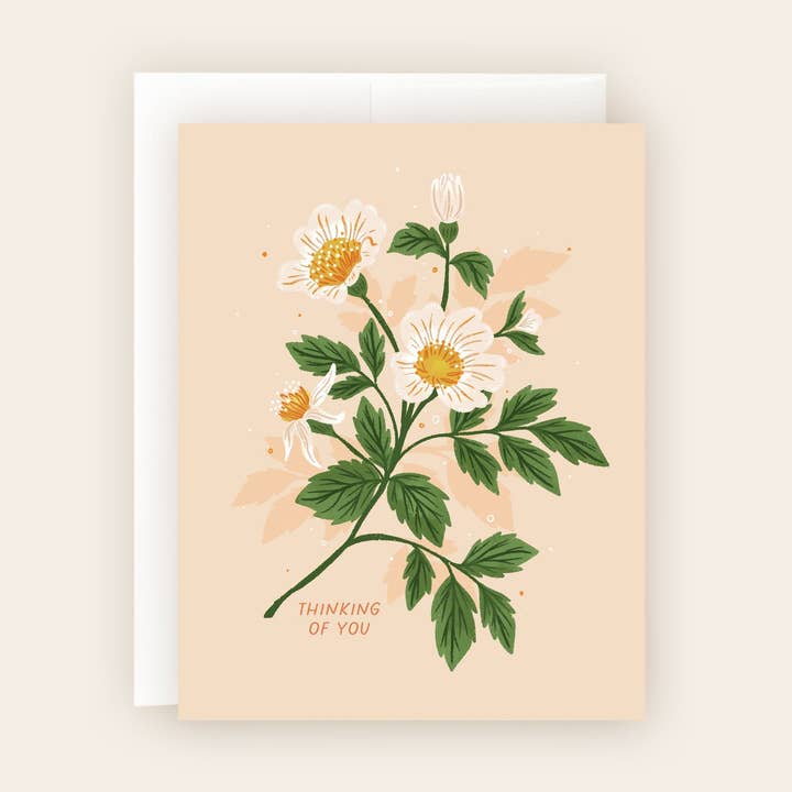 Thinking of You Card – White Floral Sympathy for wholesale by Molly Marie Pea