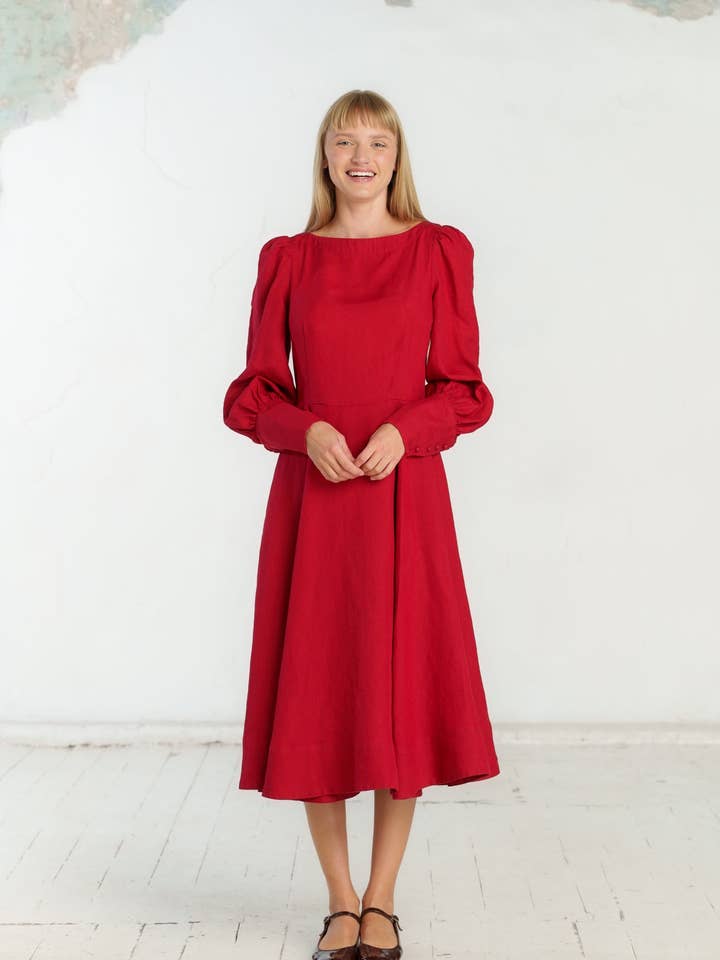 Red Poppy Hawthorn Dress, Long Sleeve for wholesale on Faire2