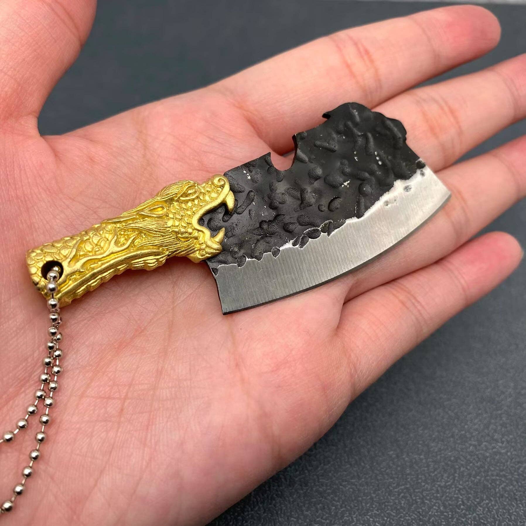 Mio Queena - Vente Couteau de poche/étui - Couteau en acier inoxydable avec manche en forme de tête de dragon et émail, avec étuis10