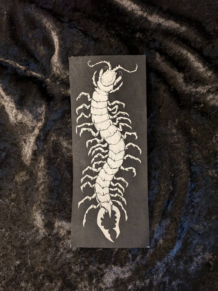 Centipede Long Sew On Patch | Screen Print Art | for wholesale by Goodbye Zach