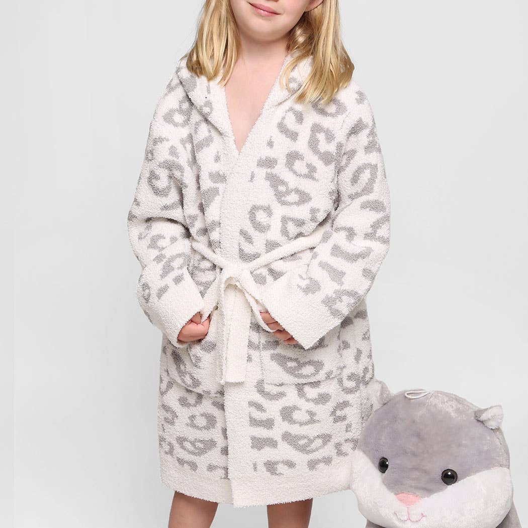 Fashion City - Vente Peignoir – enfant - Peignoir à capuche doux de luxe imprimé léopard pour enfant5