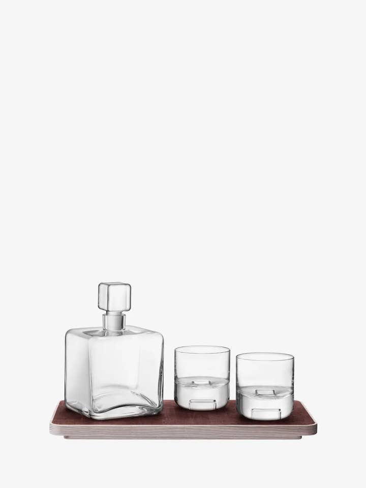 Cask Whisky Connoisseur Set Clear & Ash*/Cork Tray L38cm for wholesale by LSA International