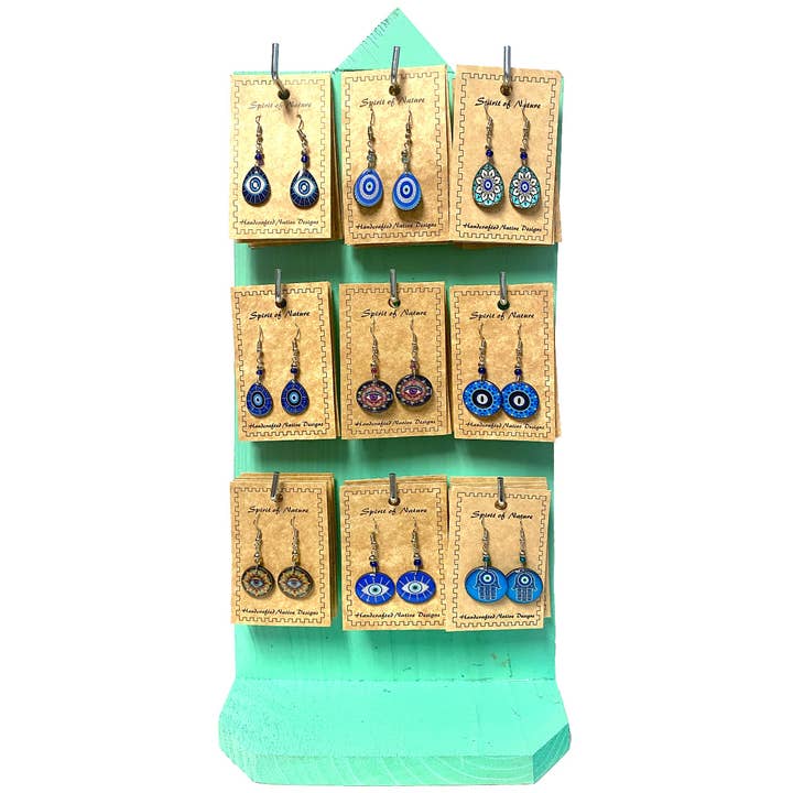 72 Pcs AC-EE-EAR Carded Earrings 2-Sided Wooden Display for wholesale by Pichincha