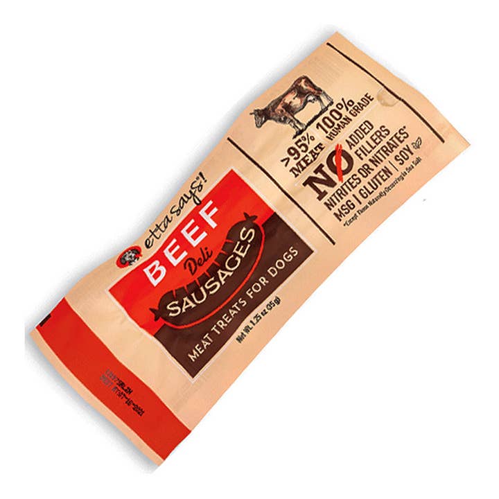 Etta Says! Deli Sausages Meat Treats Beef 12ct for wholesale by King Wholesale Pet Goods