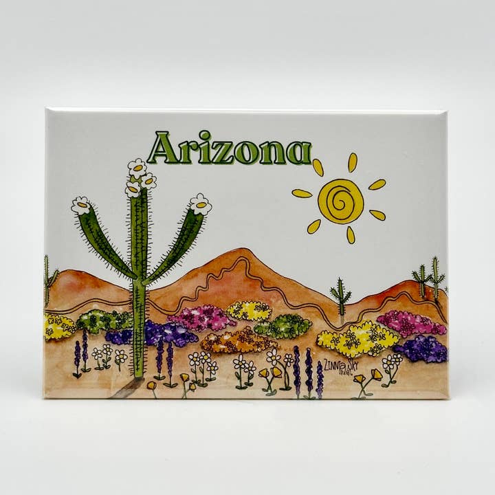 Mountain Flowers Arizona Hard Magnet for wholesale by Zinnia Sky Studio LLC
