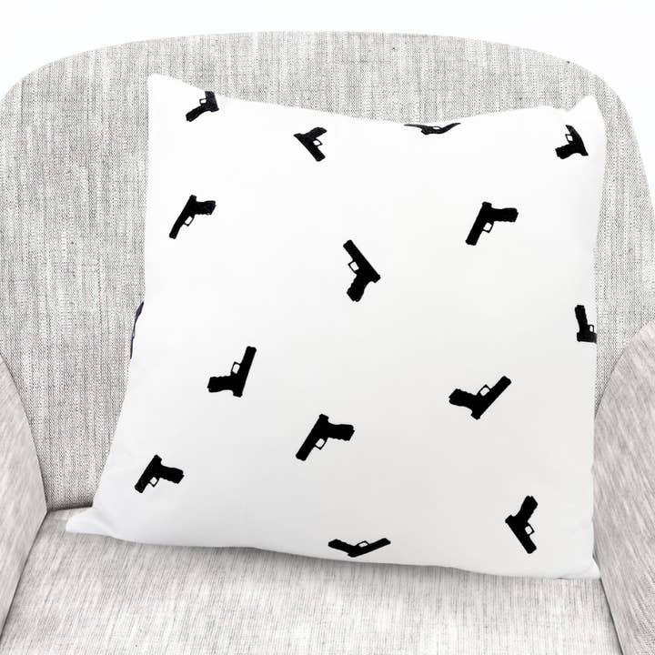 Black Confetti Guns Dry Fire Pillow for wholesale by Armed In Style