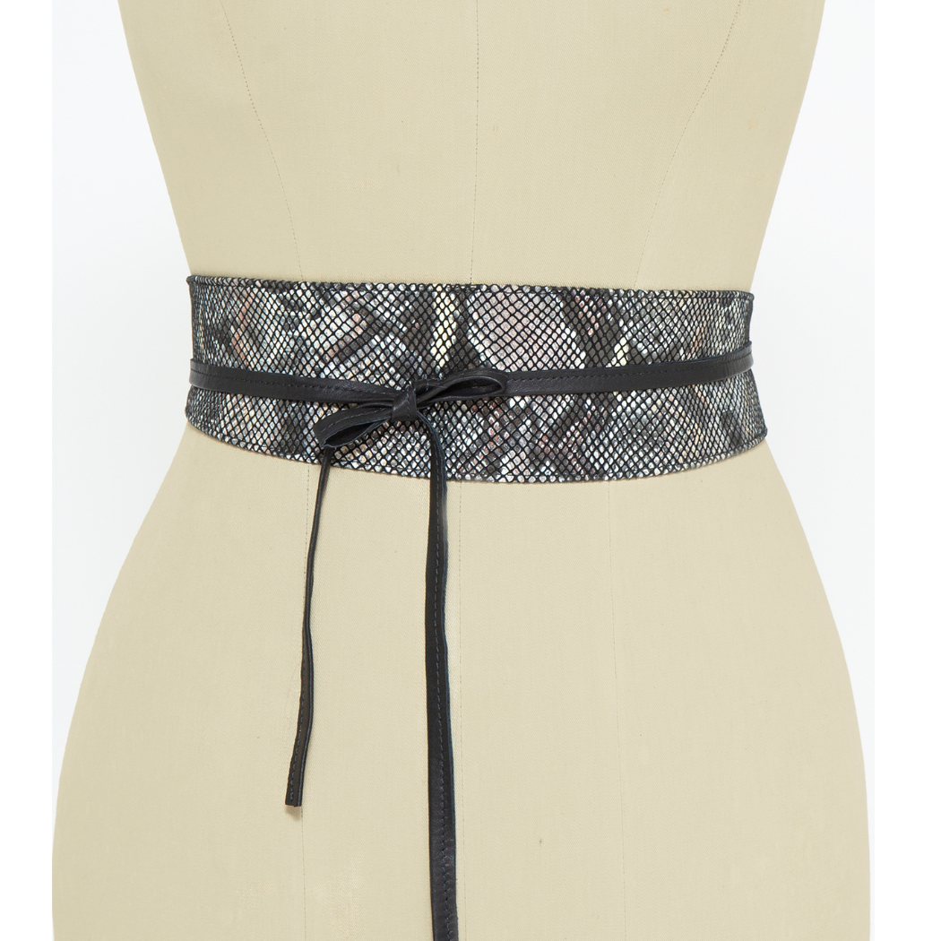 JUAN·JO GALLERY      (Leather Gallery, SCP) – wholesale Belt – Women's – Snake print suede obi belt0