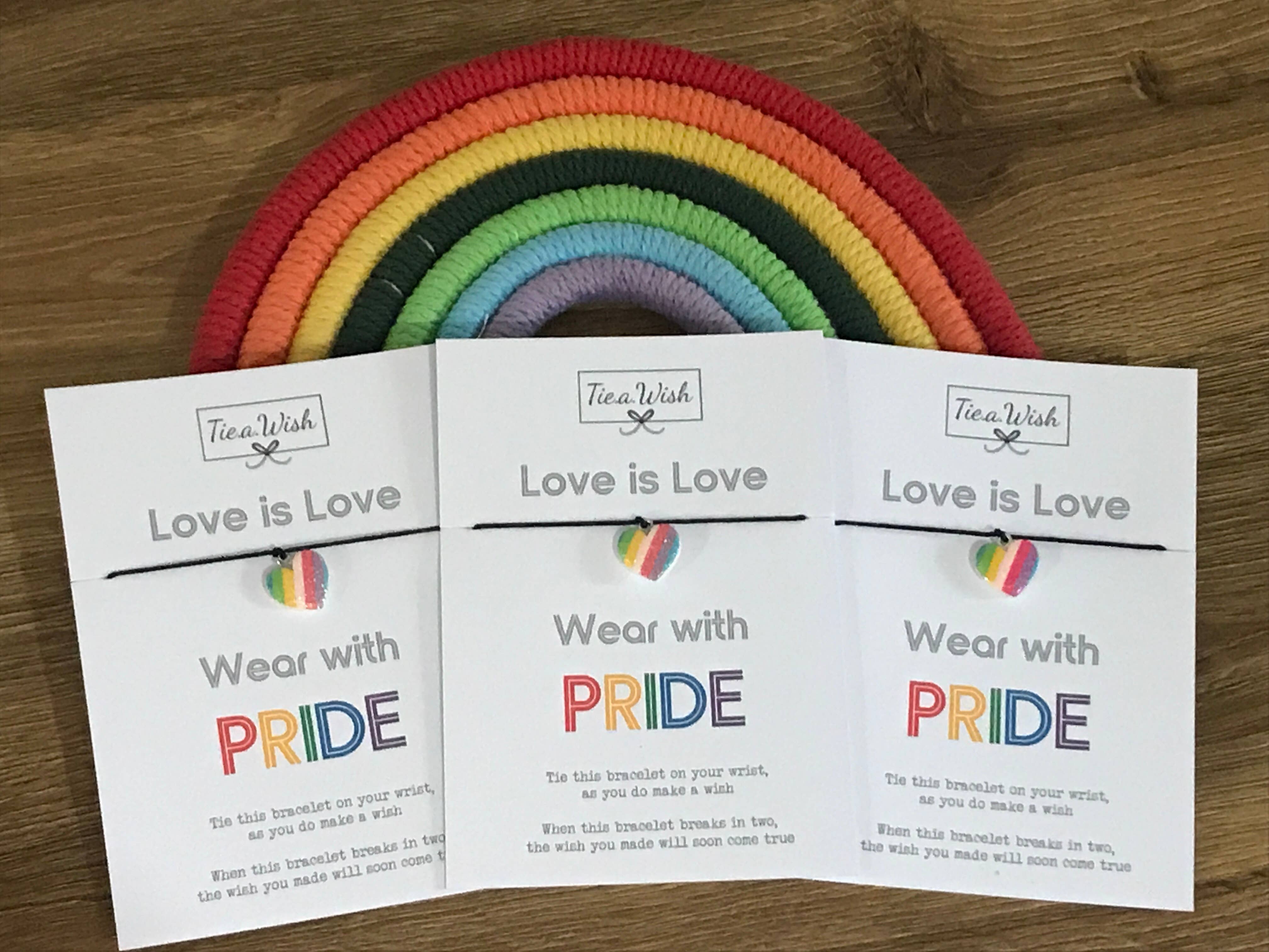 Tie.a.wish – wholesale Charm/dangle bracelet – Pride Love is Love Wish Bracelet1